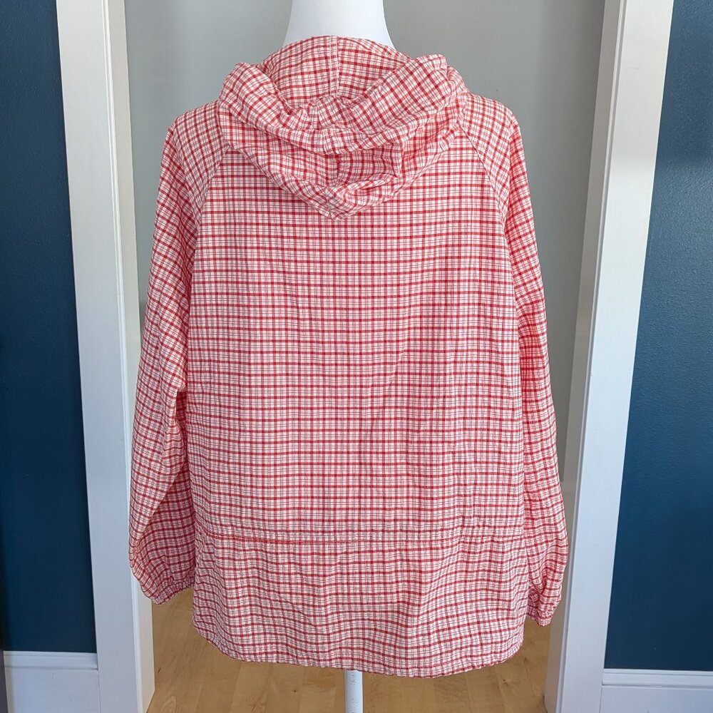Vintage L.L. Bean Red Check 90's Windbreaker Anorak Size M Packable - Picture 4 of 10